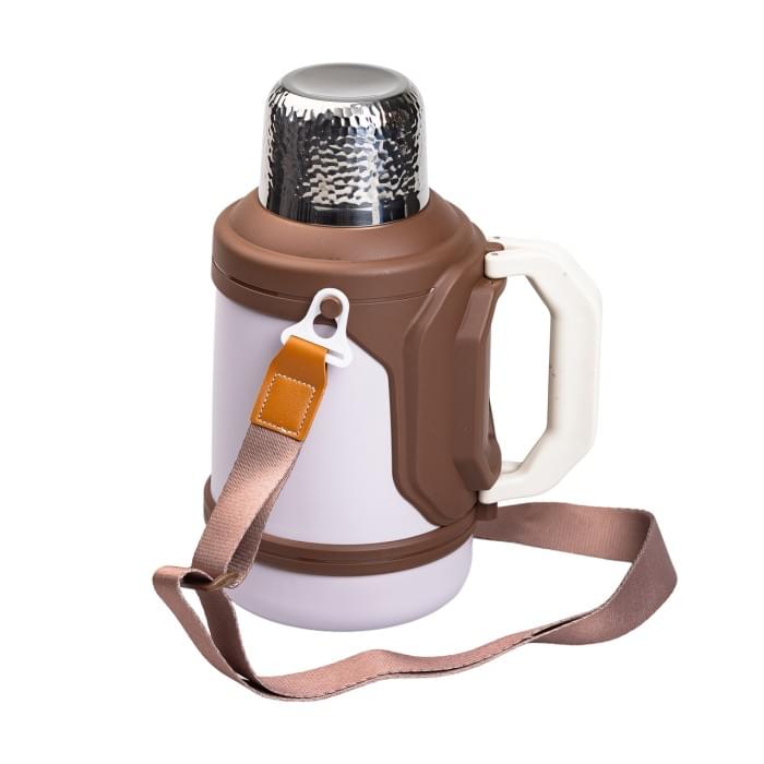 Термос Vacuum Cup 1.5 літра з ремінцем і складною ручкою коричневий HP-14-21V (83506)