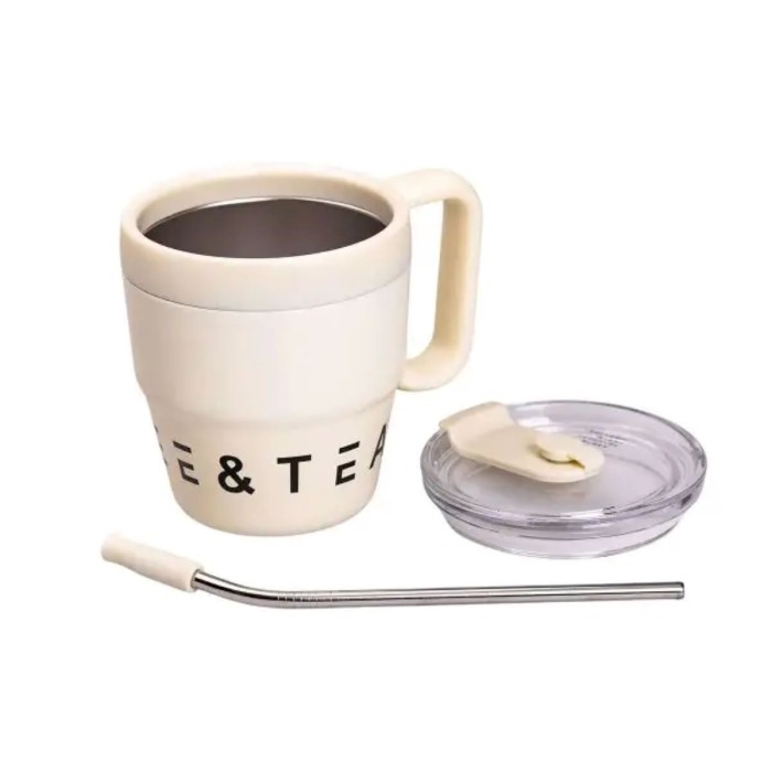 Термочашка Coffee & Tea з трубочкою бежева HP-14-23BE (72186)