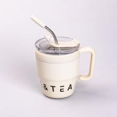 Термочашка Coffee & Tea з трубочкою бежева (31511)