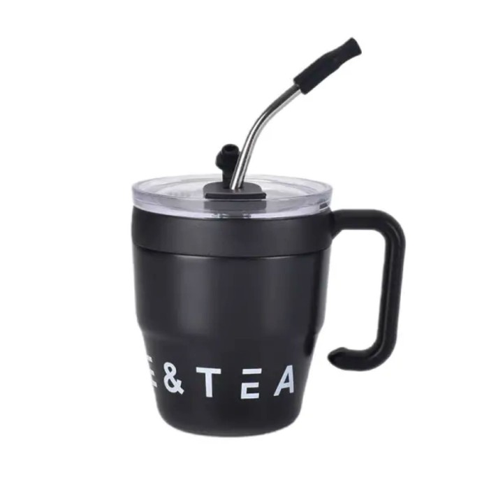 Термочашка Coffee & Tea з трубочкою чорна HP-14-23B (27241)