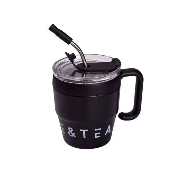 Термочашка Coffee & Tea з трубочкою чорна HP-14-23B (27241)