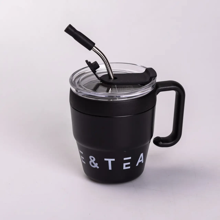Термочашка Coffee & Tea з трубочкою чорна (29871)