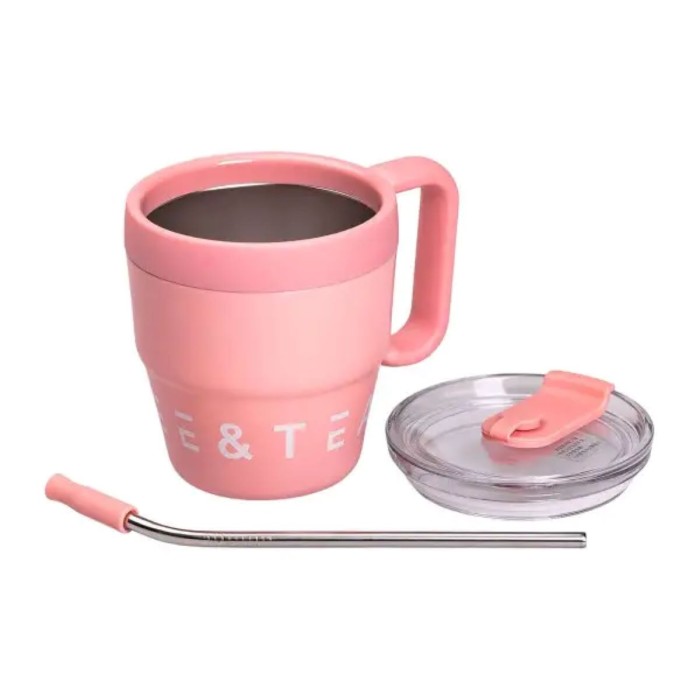 Термочашка Coffee & Tea з трубочкою рожева HP-14-23P (48103)