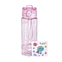 Пляшка для води 760 мл з трубочкою та наліпками рожева HP-14-48P (49935)