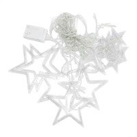 Гірлянда штора 3х0,7 м Зірки на 108 LED лампочок світлодіодна 6 великих та 6 маленьких зірок 9В 8 режимів Білий 1733055W (81659)