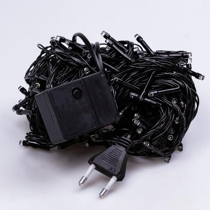 Гірлянда нитка 22 м на 218 LED лампочок світлодіодна чорний провід 8 режимів работи Білий M500LEDW (88585)