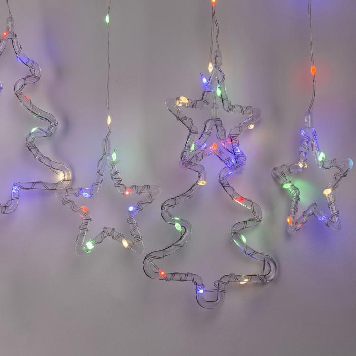 Гірлянда штора світлодіодна GarlandoPro зірка та ялинка 120LED 3х0,9 м 8 режимів 1733069ML (77236)