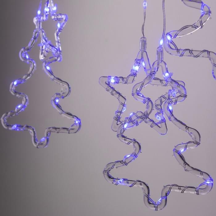Гірлянда штора світлодіодна GarlandoPro зірка та ялинка 120LED 3х0,9 м 8 режимів Синій 1733070BL (18701)