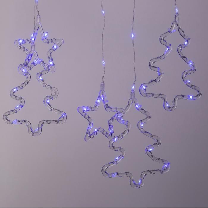 Гірлянда штора світлодіодна GarlandoPro зірка та ялинка 120LED 3х0,9 м 8 режимів Синій 1733070BL (18701)