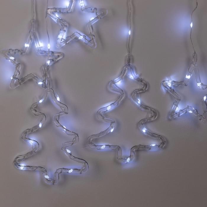 Гірлянда штора світлодіодна GarlandoPro зірка та ялинка 120LED 3х0,9 м 8 режимів Білий 1733071W (53001)