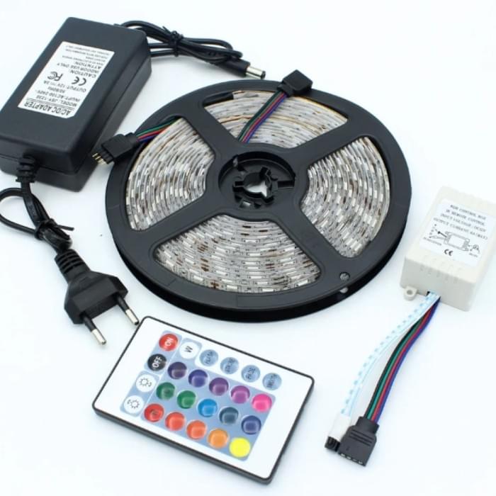Стрічка світлодіодна з пультом GarlandoPro RGB 5050 водостійка 300 LED 5m led лента (22924)