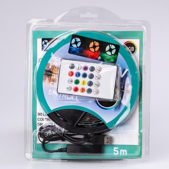 Світлодіодна стрічка з пультом GarlandoPro TVLIGHTRGB водостійка 150 LED 5m підсвічування в кімнату (89723)