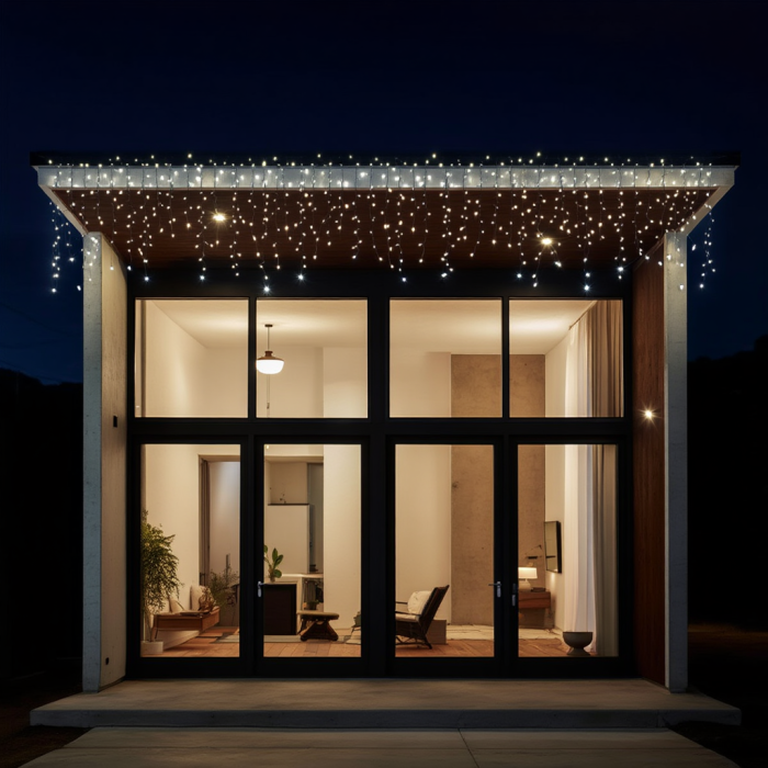 Вулична гірлянда бахрома 12(м) 200 led світлодіодів біла зовнішня білий дріт (70747)