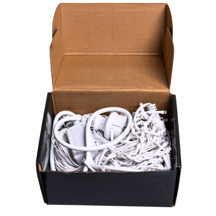 Вулична гірлянда бахрома 12(м) 200 led світлодіодів біла зовнішня білий дріт (70747)