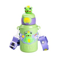 Термос поїльник для дітей з трубочкою з ремінцем та силіконовим чохлом дитячий 450 (мл) Зелений HP18308GR (61992)