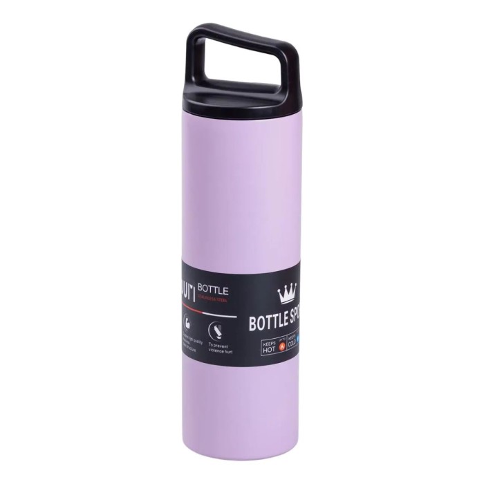 Термос металевий 500 мл з нержавіючої сталі Bottle Sport з ручкою фіолетовий HPGM5009V (78530)
