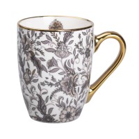 Керамічна кружка 400 (мл) із золотим обідком для чаю та кави Сіра RX-N240665G (24340)