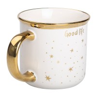 Чашка керамічна із золотим обідком та позолоченою ручкою 320 (мл) Good life Біла RX-N231506W (68044)