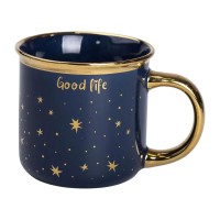 Чашка керамічна із золотим обідком та позолоченою ручкою 320 (мл) Good life Синя RX-N231506BL (15438)