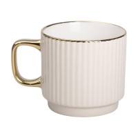 Чашка керамічна із золотим обідком і золотою ручкою 300 (мл) Бежева RX-N231129BE (59039)