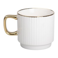 Чашка керамічна із золотим обідком і золотою ручкою 300 (мл) Біла RX-N231129W (85382)