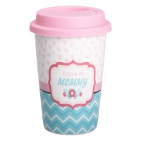 Склянка керамічна 420 (мл) із силіконовою кришкою I love my mommy (20662)