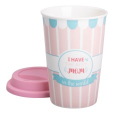 Склянка керамічна 420 (мл) з силіконовою кришкою I have the best mom (27721)