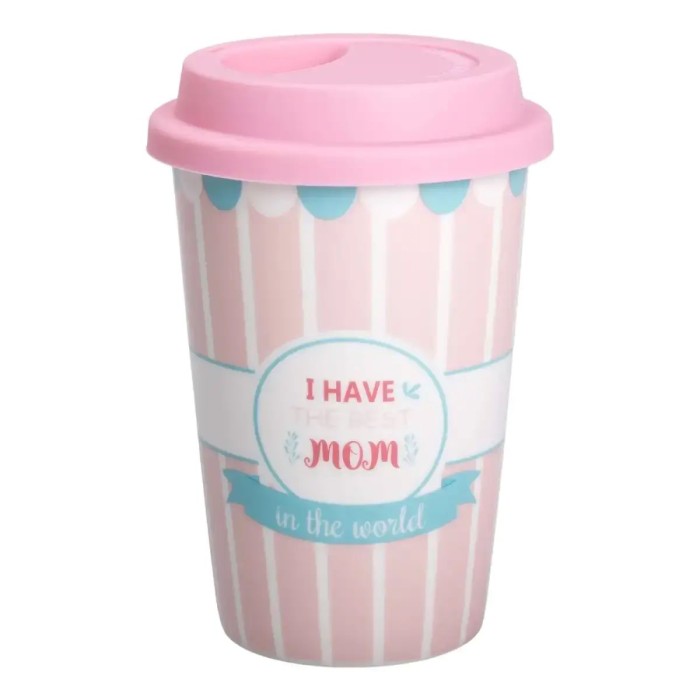 Склянка керамічна 420 (мл) з силіконовою кришкою I have the best mom (27721)