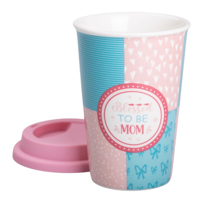 Склянка керамічна 420 (мл) із силіконовою кришкою Blessed to be mom (45243)