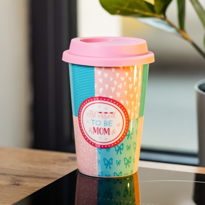 Склянка керамічна 420 (мл) із силіконовою кришкою Blessed to be mom (45243)