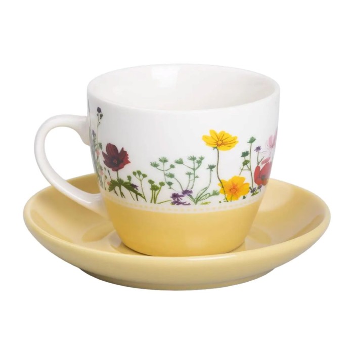 Керамічна чашка з блюдцем 250 (мл) для чаю та кави Жовта RX-N24723Y (25072)