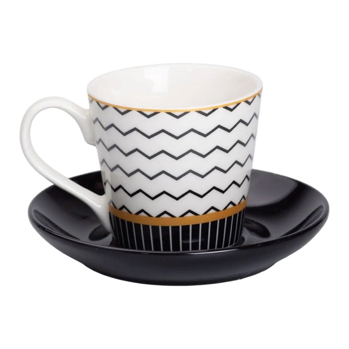 Керамічна чашка з блюдцем 200 (мл) для чаю та кави RX-N24708WH (53830)