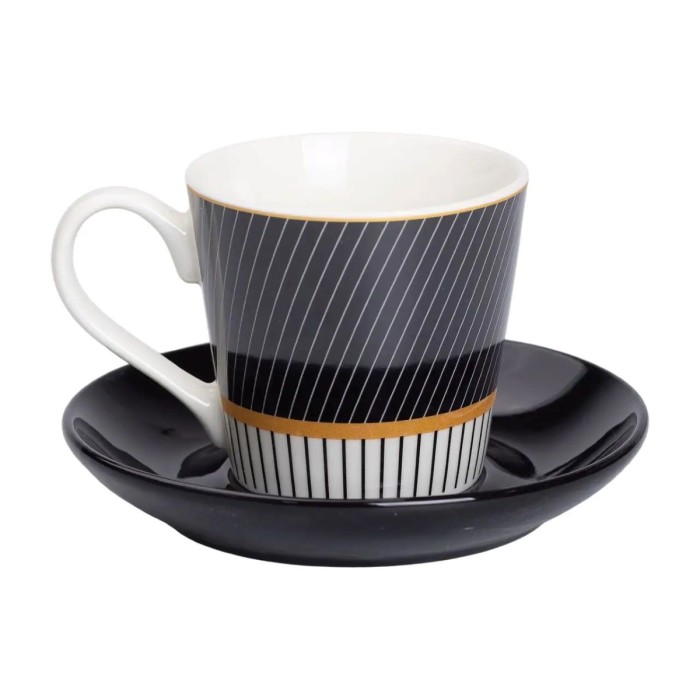 Керамічна чашка з блюдцем 200 (мл) для чаю та кави RX-N24708BW (72581)
