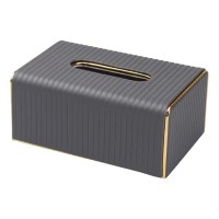 Серветниця з екошкіри прямокутна  21.5х13х9 см органайзер для серветок на стіл, Сірий (69646)