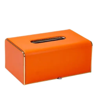 Серветниця з екошкіри прямокутна  21х13.5х9.5 см органайзер для серветок на стіл, Помаранчовий (84465)