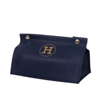 Серветниця автомобільна з еко шкіри 20х7.5х11.5 см органайзер для серветок, Синій (19455)