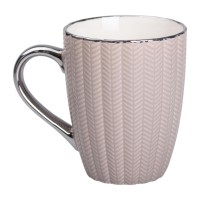 Чашка керамічна 400 (мл) зі сріблястим обідком та ручкою Кремова (37622)