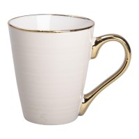 Чашка керамічна із золотим обідком та позолоченою ручкою 320 (мл) Бежева (89962)