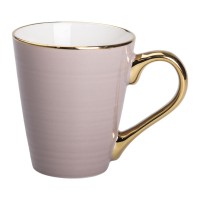 Чашка керамічна із золотим обідком та позолоченою ручкою 320 (мл) Кремова (76417)