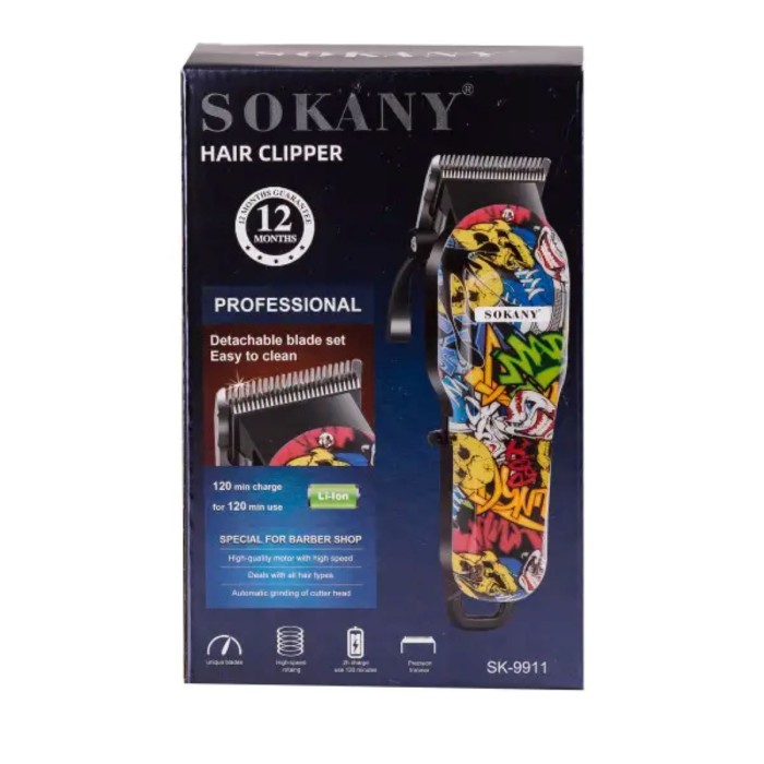 Машинка для стрижки Sokany SK-9911 професійна 4 насадки (78555)