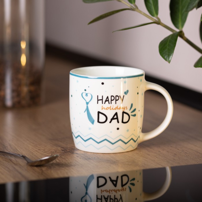 Кружка керамічна з написами 450 (мл) Happy holidays dad (56091)