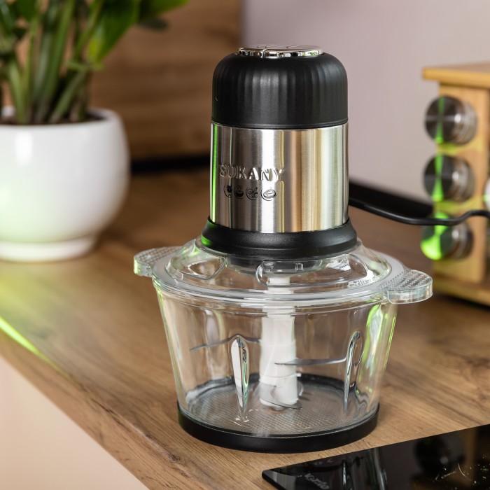 Чопер подрібнювач 800 Вт 4 леза з чашею на 1,5 літри м'ясорубка Sokany SK-7025A (79241)