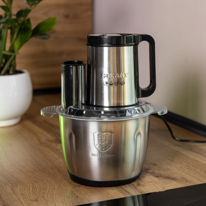 Чопер подрібнювач кухонний електричний 800 Вт з чашею на 3,5 літра м'ясорубка Sokany SK-06036 (85014)