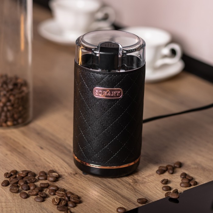 Кавомолка мультимолка електрична 150 Вт 50 г автоматична для дрібного помолу Чорна Sokany (32556)