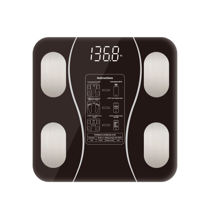 Ваги підлогові Sokany електронні до 180 кг синхронізація з телефоном Чорні (38077)