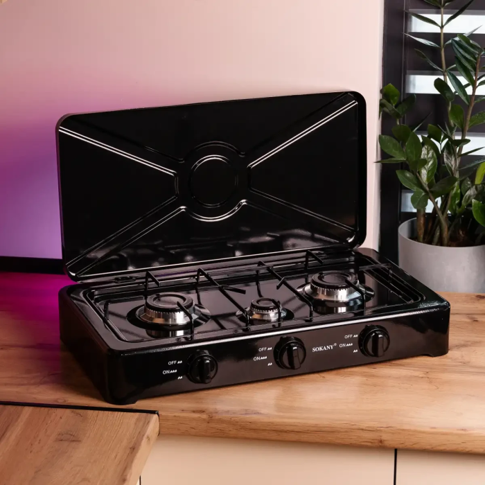 Газова плита настільна на 3 конфорки міні газова плита для дачі під балон Sokany (63277)