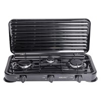 Настільна газова плита на 3 конфорки міні газова плита для балонного газу Чорна Sokany SK-6003 (86950)