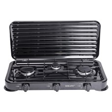 Настільна газова плита на 3 конфорки міні газова плита для балонного газу Чорна Sokany SK-6003 (86950)