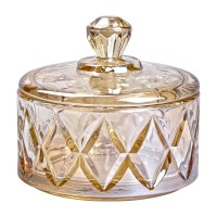 Цукерниця з кришкою Ø 10 см скляна коричнева HP-YH-21 (47346)