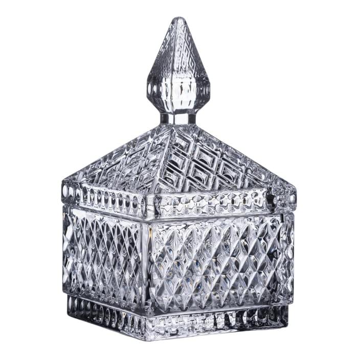 Цукерниця скляна з кришкою 8.5х8.5х15 см квадратна HP-YH-41 (57068)